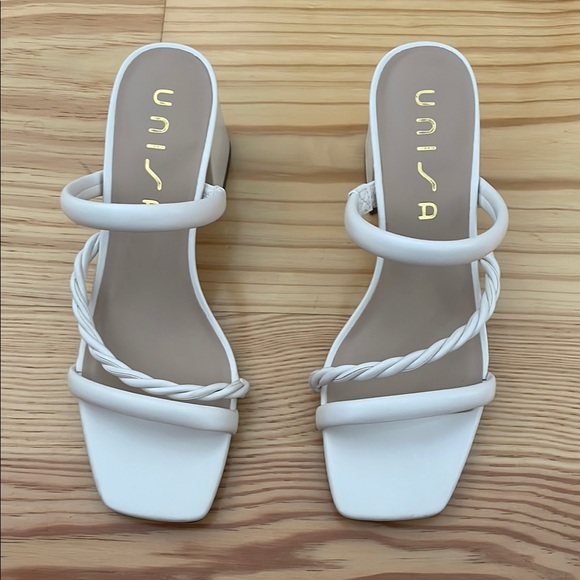 Unisa Shoes - Unisa White Heeled Sandals with Modern Design
